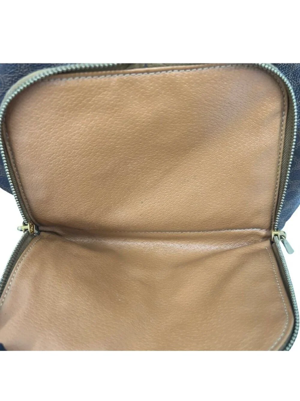 Celine Vintage Macadam Blason Pattern Leather Backpack Brown